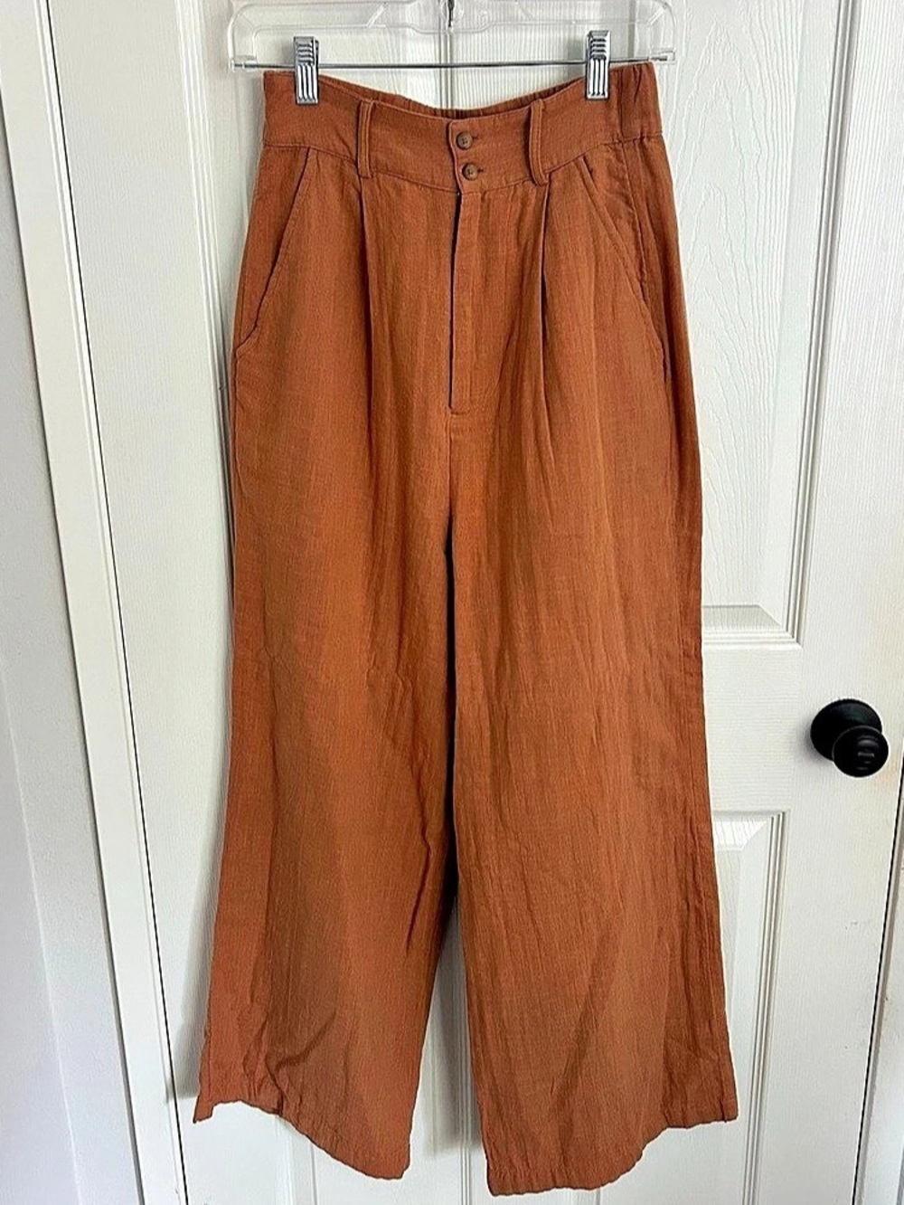 Billabong Cotton Pants Wide Leg Orange Large